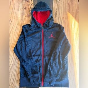 Jordan Kids Black & Red Hooded Zip-Up Jacket